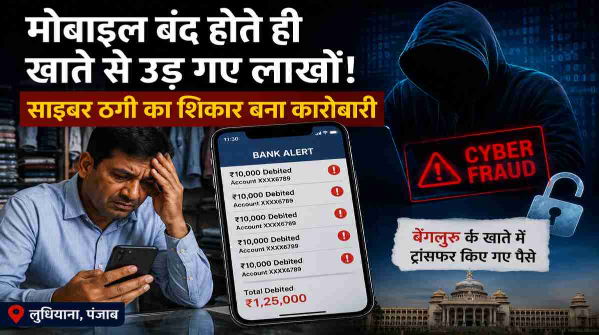 मोबाइल हैक साइबर ठगी | मोबाइल बंद होते ही कारोबारी के खाते से उड़ गए 1.25 लाख रुपये