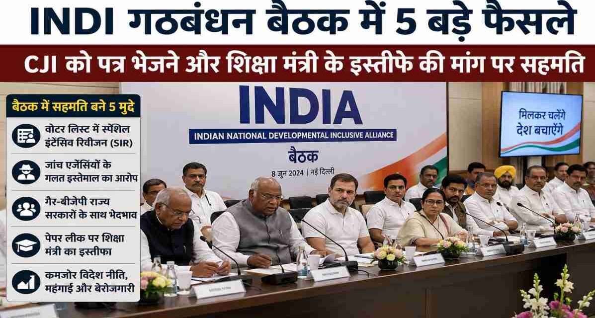 कॉन्स्टिट्यूशन क्लब, नई दिल्ली में आयोजित INDI गठबंधन बैठक के दौरान विभिन्न विपक्षी दलों के नेताओं की चर्चा।