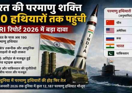 SIPRI Report 2026 highlighting India's nuclear strength, Agni missiles, MIRV technology, and INS Arihant submarine strengthening strategic defense capability.