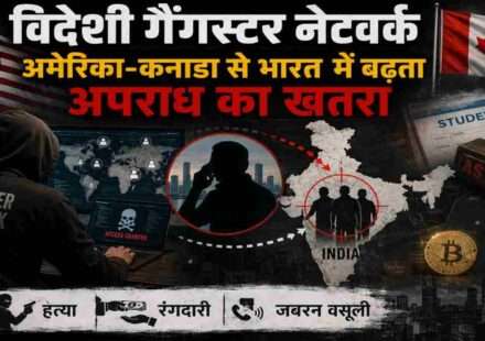 विदेश में बैठे भारतीय मूल के अपराधियों द्वारा डिजिटल नेटवर्क, क्रिप्टोकरेंसी और एन्क्रिप्टेड ऐप्स के माध्यम से भारत में अपराध संचालन को दर्शाती प्रतीकात्मक तस्वीर।