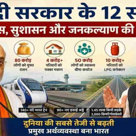 प्रधानमंत्री नरेंद्र मोदी के नेतृत्व में केंद्र सरकार के 12 वर्ष पूरे होने पर अमित शाह और राजनाथ सिंह द्वारा विकास, गरीब कल्याण, वंदे भारत ट्रेन, हवाई अड्डों और आर्थिक प्रगति पर चर्चा।