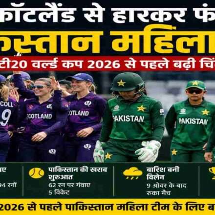 महिला टी20 विश्व कप 2026 से पहले स्कॉटलैंड के खिलाफ हार के बाद मैदान पर खड़ी पाकिस्तान महिला टीम की खिलाड़ी।