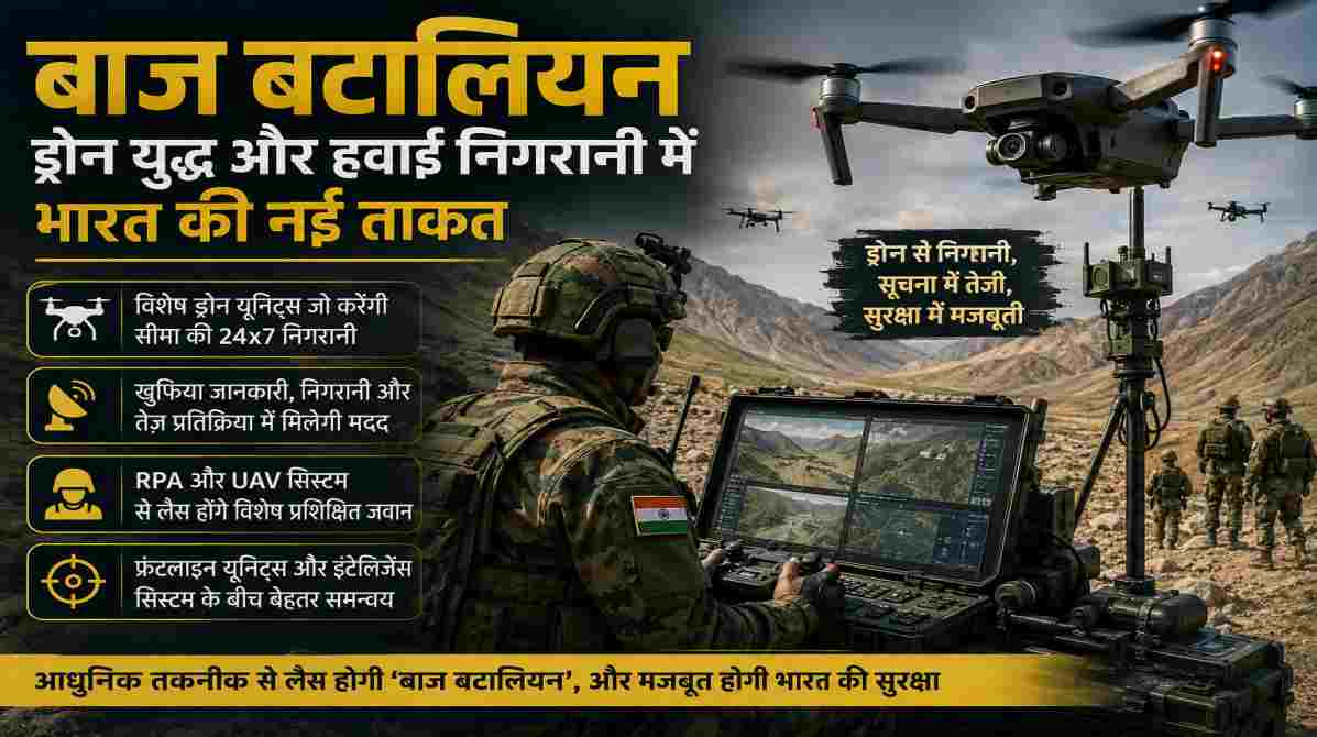 बाज बटालियन से बढ़ेगी भारतीय सेना की ताकत, ड्रोन युद्ध और हवाई निगरानी होगी और मजबूत