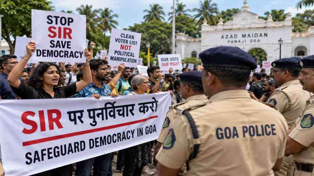 गोवा SIR विरोध प्रदर्शन: पुलिस कार्रवाई और प्रदर्शनकारियों की हिरासत पर उठे सवाल
