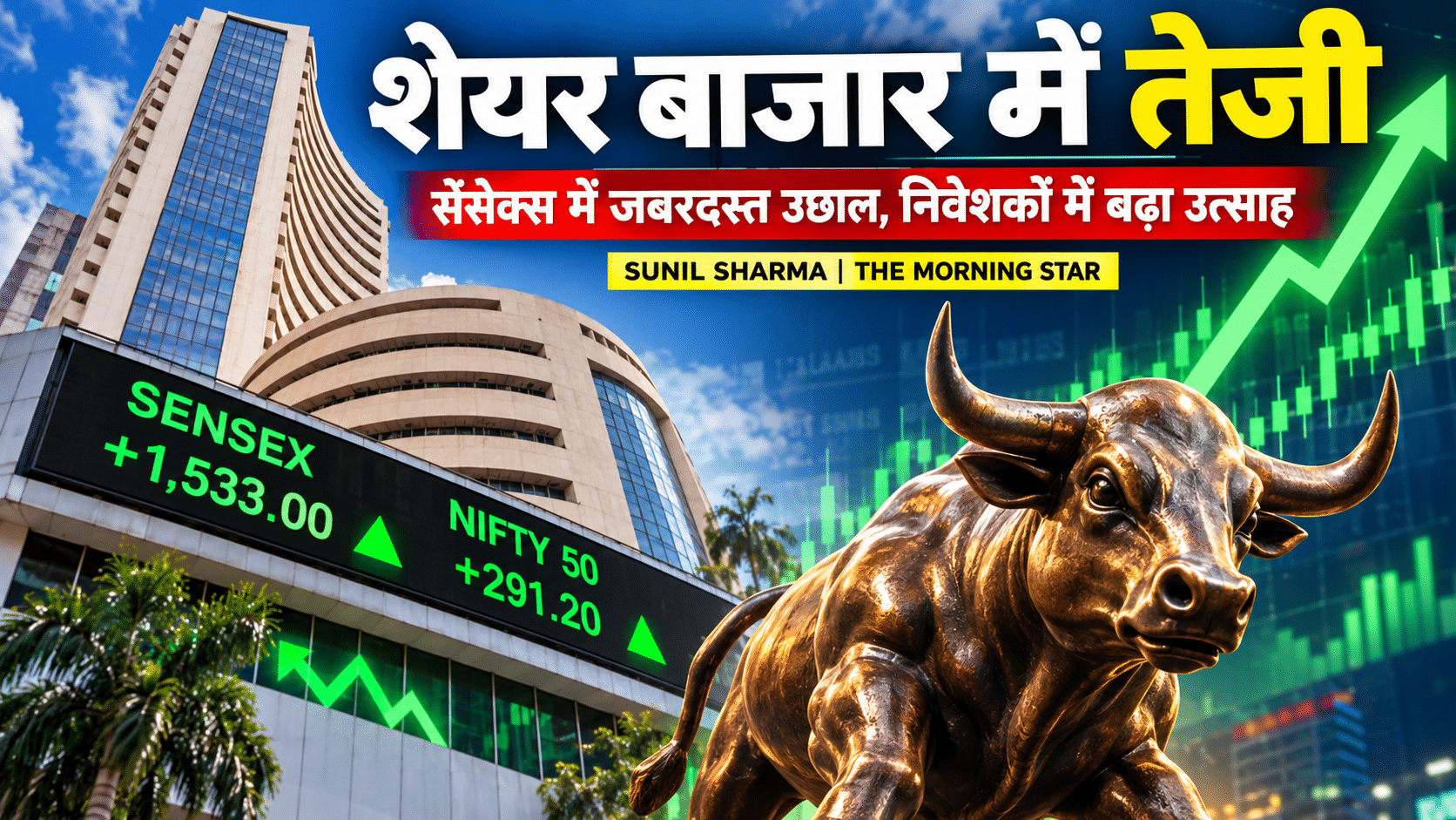 शेयर बाजार में तेजी: सेंसेक्स में जबरदस्त उछाल, निवेशकों में बढ़ा उत्साह